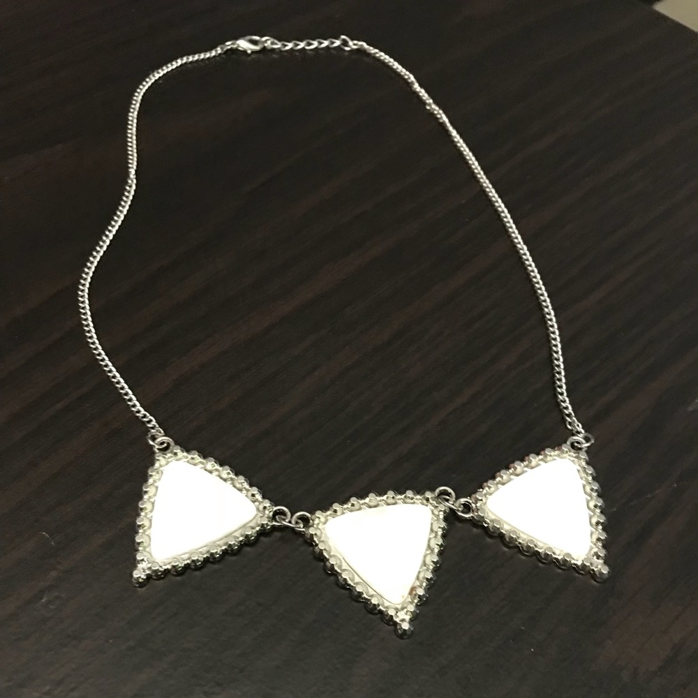White Triangle Stud Statement Necklace